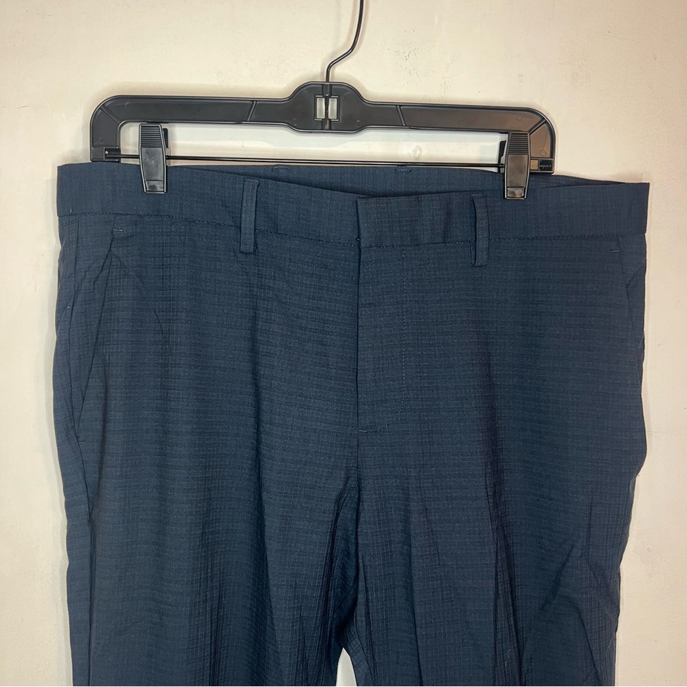 Perry Ellis Portfolio Navy Blue Checkered Trousers